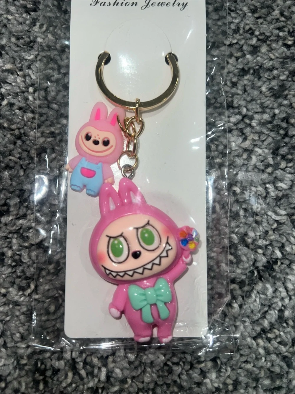 Cute Pink Bunny “Labubu” Character Keychain/bag charm